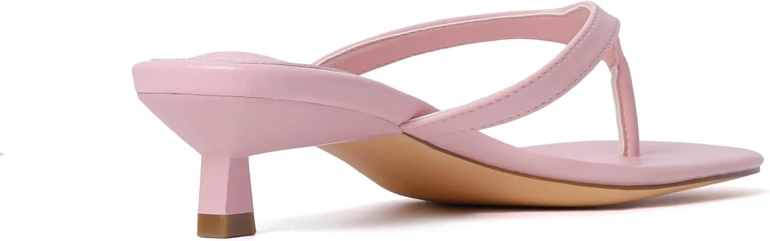 vivianly Women's Flip Flops Kitten Heel Sandals Backless Slippers Stiletto Heel Pinch toe Sandals Slip on Slides Mules