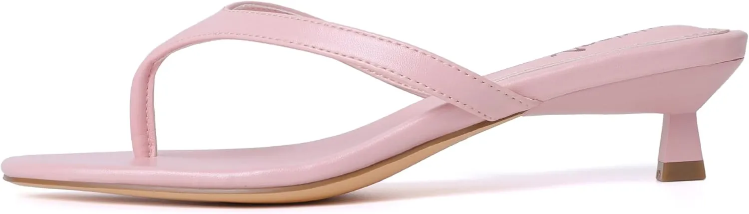 vivianly Women's Flip Flops Kitten Heel Sandals Backless Slippers Stiletto Heel Pinch toe Sandals Slip on Slides Mules