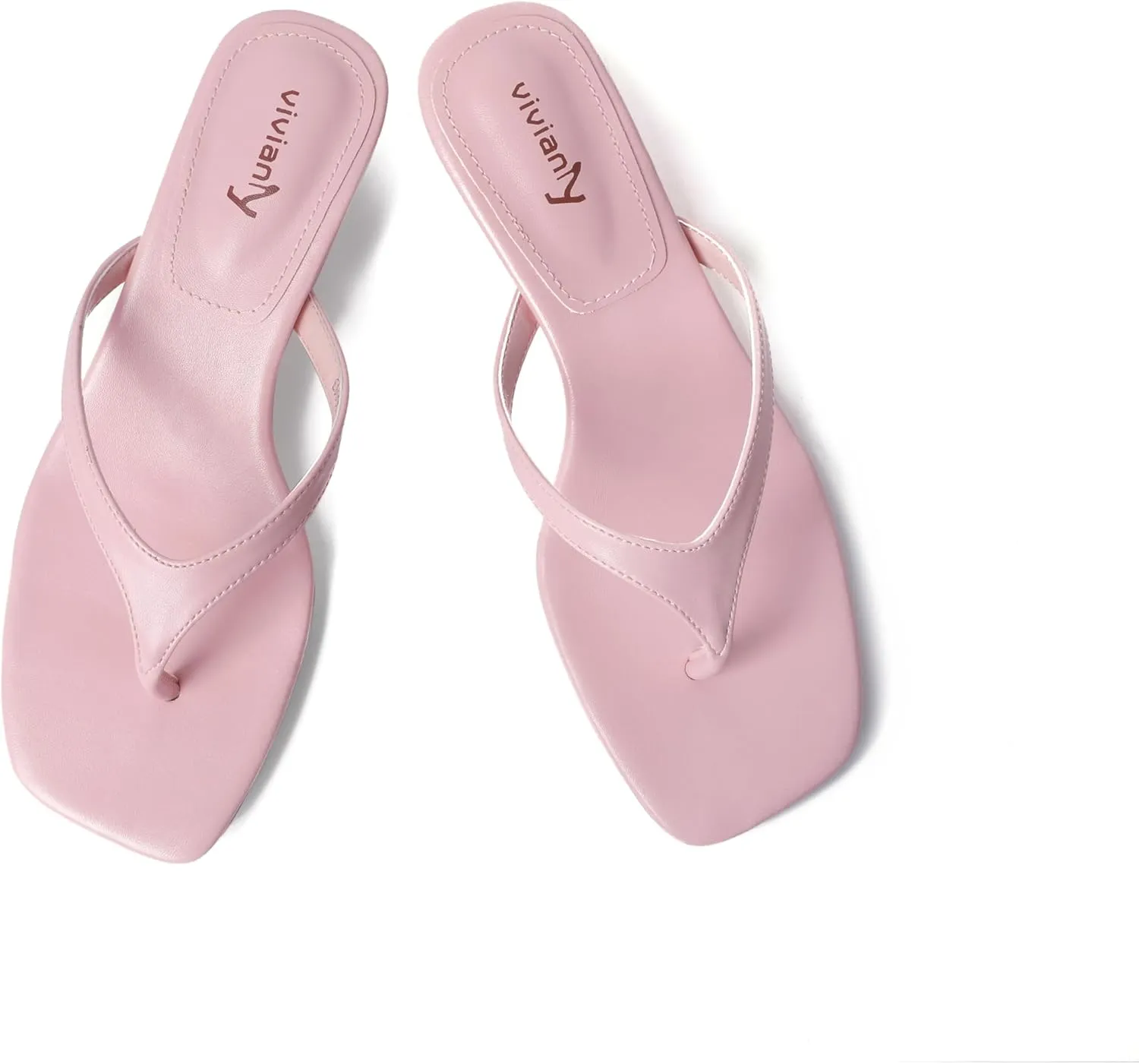 vivianly Women's Flip Flops Kitten Heel Sandals Backless Slippers Stiletto Heel Pinch toe Sandals Slip on Slides Mules