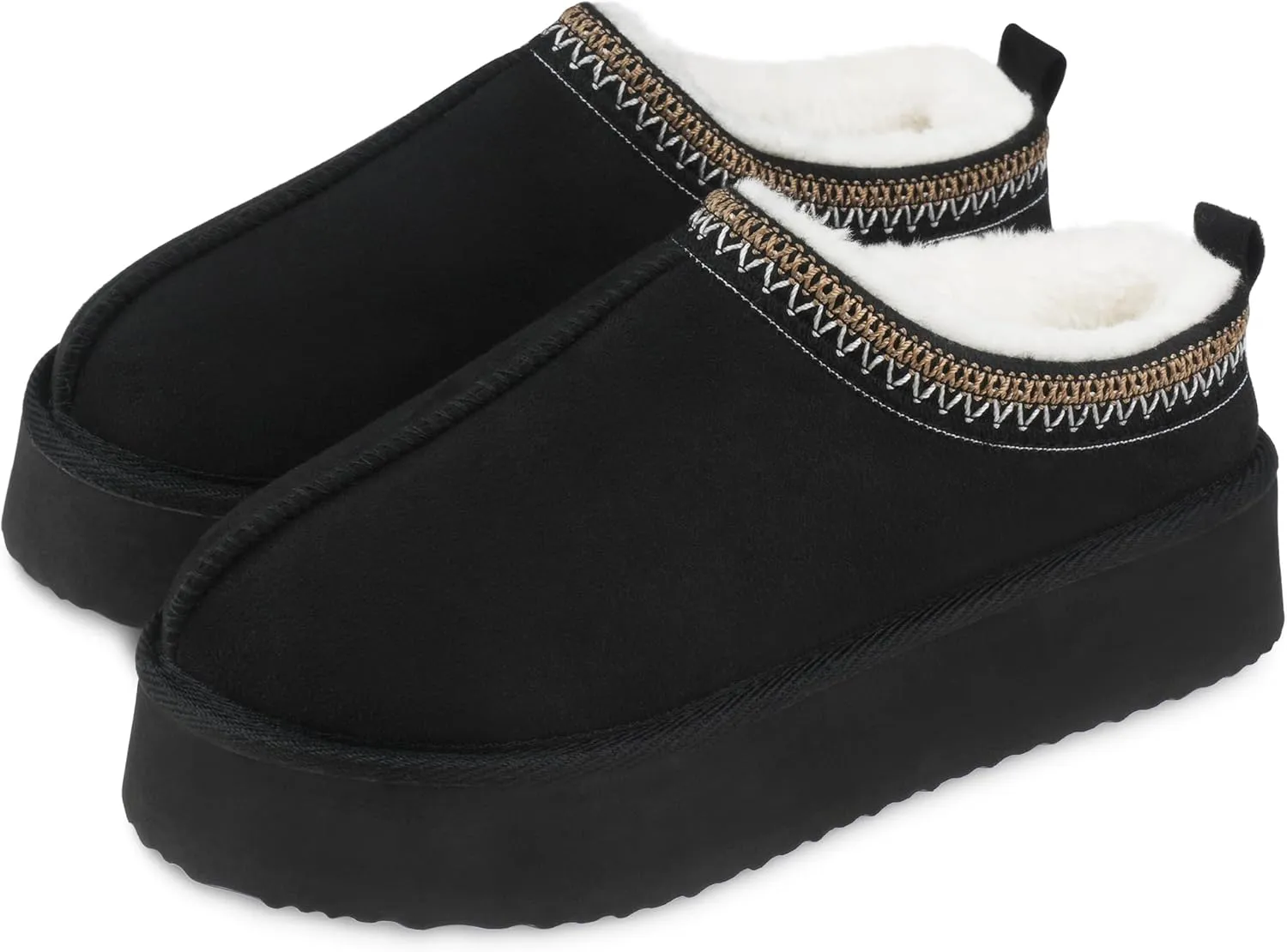 VONMAY Women's Cozy Platform Slippers, Warm Fleece-Lined Indoor Outdoor Slippers with Anti-Slip Sole, Stylish and Comfortable Christmas Gift Winter House Shoes
