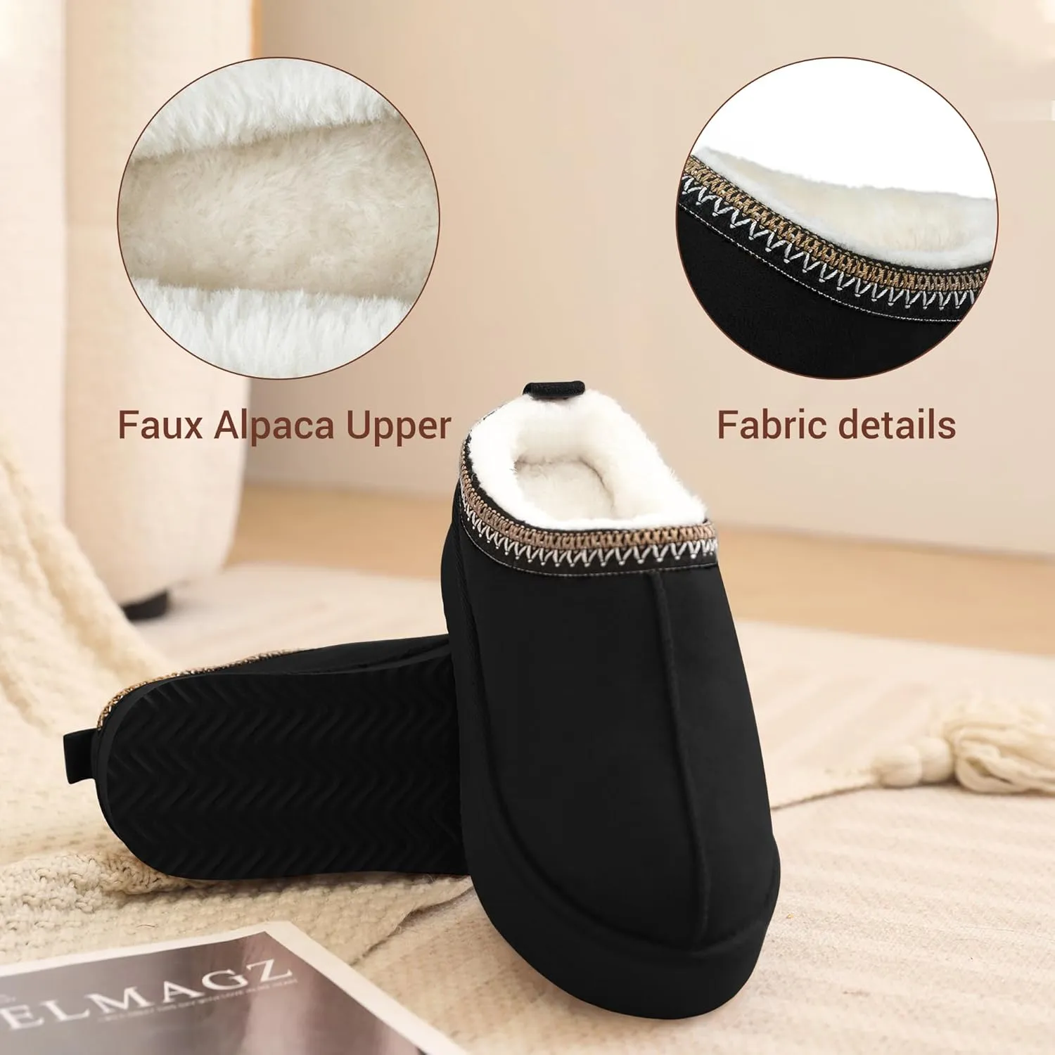 VONMAY Women's Cozy Platform Slippers, Warm Fleece-Lined Indoor Outdoor Slippers with Anti-Slip Sole, Stylish and Comfortable Christmas Gift Winter House Shoes