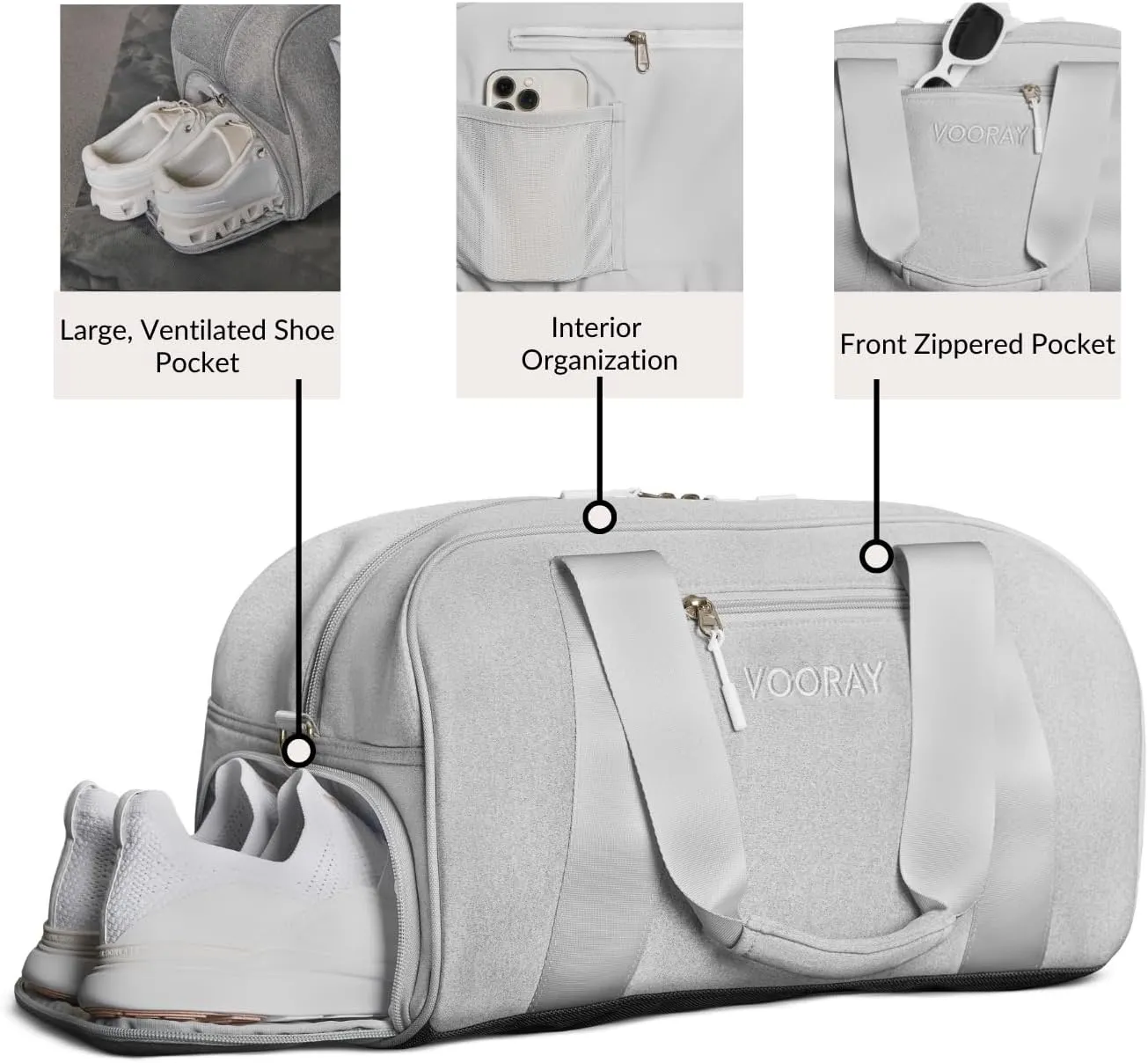 Vooray Burner Gym Duffel Bag, Gym Bag for Women and Men with Shoe Compartment, Weekender, Overnight & Travel Duffel for Sports and Workout