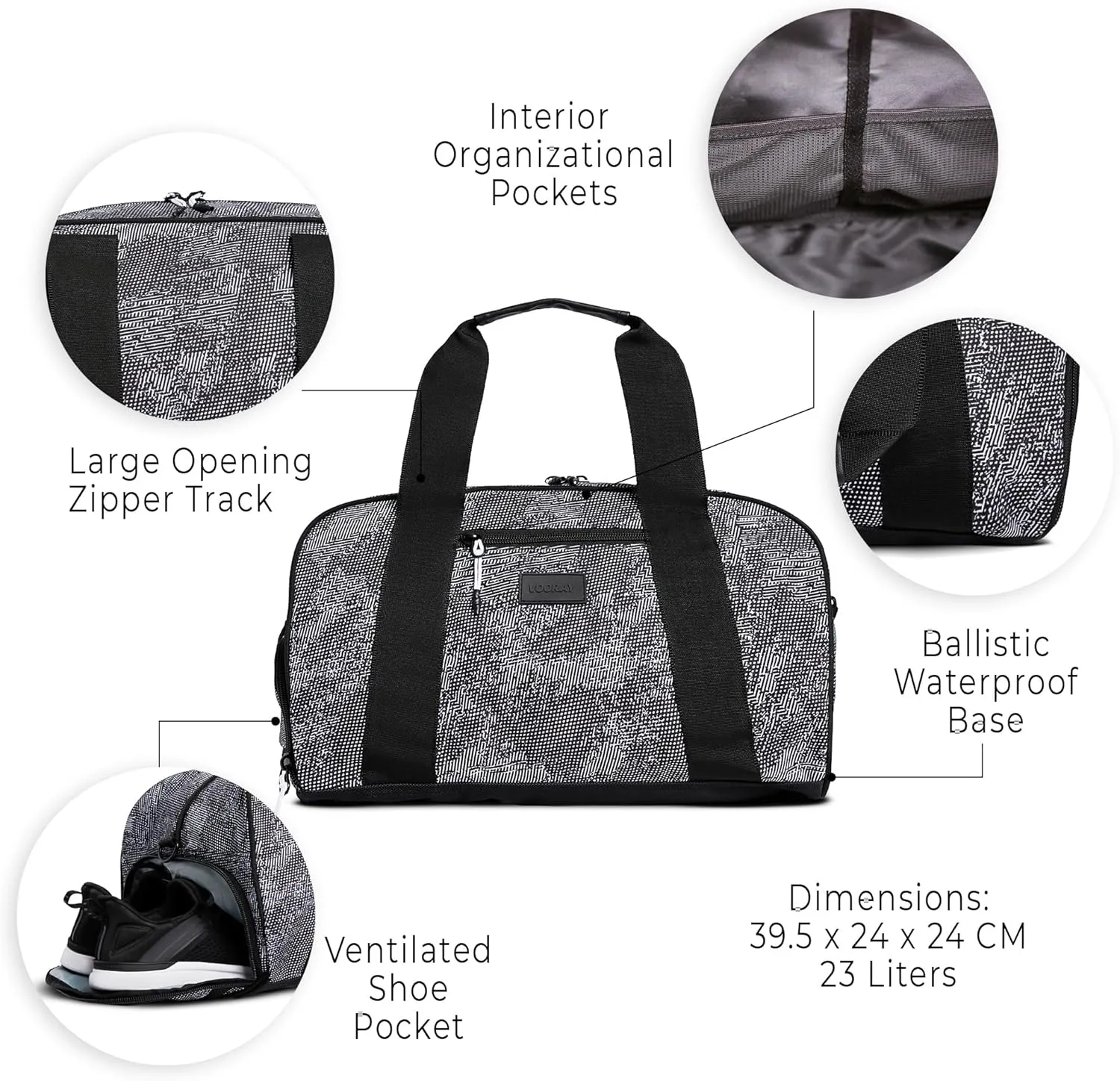 Vooray Burner Gym Duffel Bag, Gym Bag for Women and Men with Shoe Compartment, Weekender, Overnight & Travel Duffel for Sports and Workout