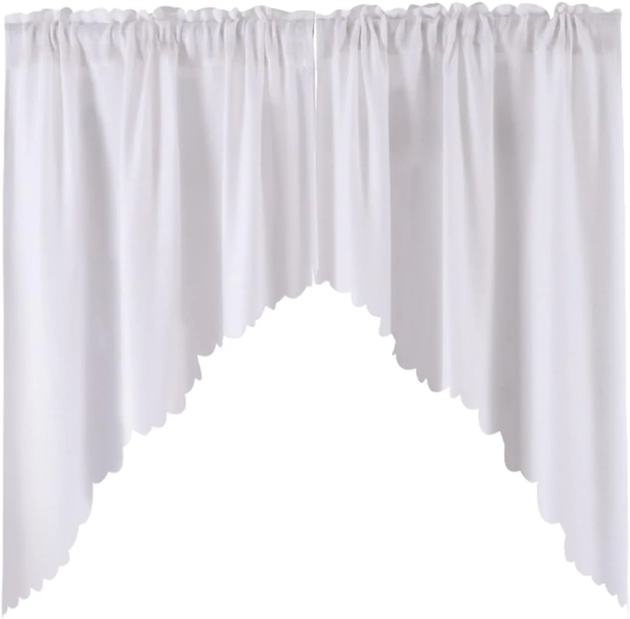 VORTTA White Burlap Look Swag Curtains Soft Half Window Rustic Natural Kitchen Curtains Valance and Swags 36 inch Length, 2 Panels