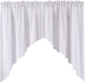 VORTTA White Burlap Look Swag Curtains Soft Half Window Rustic Natural Kitchen Curtains Valance and Swags 36 inch Length, 2 Panels