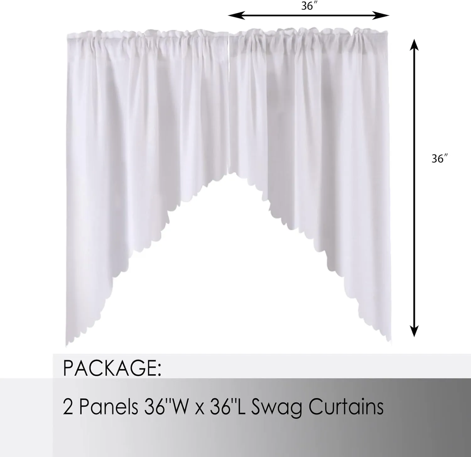VORTTA White Burlap Look Swag Curtains Soft Half Window Rustic Natural Kitchen Curtains Valance and Swags 36 inch Length, 2 Panels