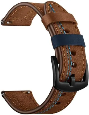 Watch Band 22mm Genuine Leather Watch Strap Replacements for Watch Mens Strap(White-Patch Five-Pointed star4)