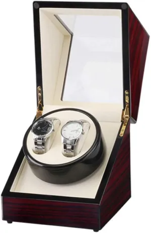 Watch Double Watch Winder, Extremely Silent Motor, Wood Shell Piano Paint Exterior,Fit Lady and Man Watches, Red Beautiful Home,Red White