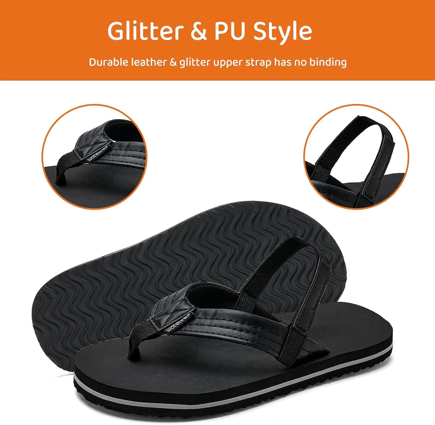 WateLves Girls & Boys Kids Flip Flop summer Slide Sandals Slip on Suitable for Bath Shower Beach pool (Little Kid/Big Kid)