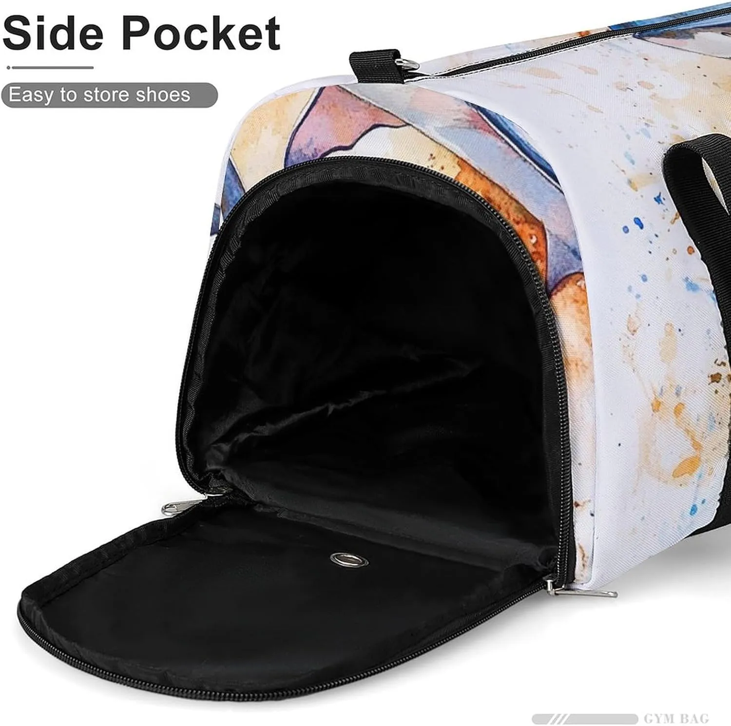 Watercolor Sharks Fitness Large Gym Bag for Unisex with Shoe Compartment & Wet Pocket