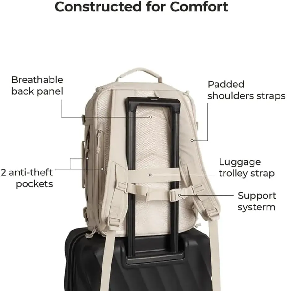 Waterproof Carry-On Travel Backpack, Backpack Waterproof Outdoor Sports, Travel Carry on Backpack Expandable for Women Men (Black)