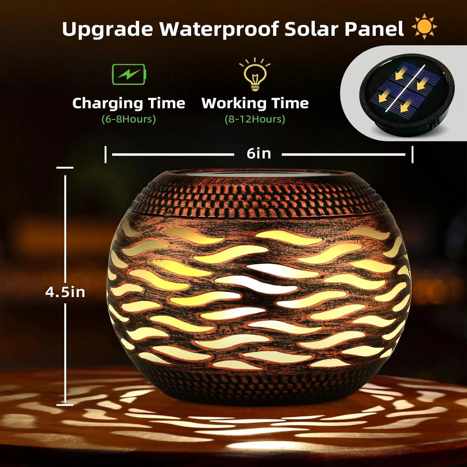 Waterproof Solar Lanterns Outdoor 2-Pack - Retro Metal Hollow-Out Solar Table Lamp for Outdoor Yard Garden Porch Patio Lawn Decorations Unique Gardening Gifts for Women, Mom