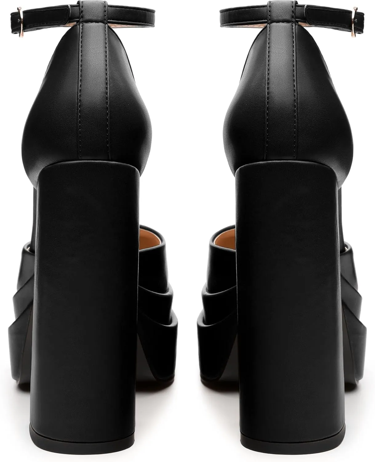 WAYDERNS Platform Heels for Women Block High Heel Closed Round Toe Ankle Strap 5.9 Inch Pumps Stylish Prom Party Wedding Dress Shoes