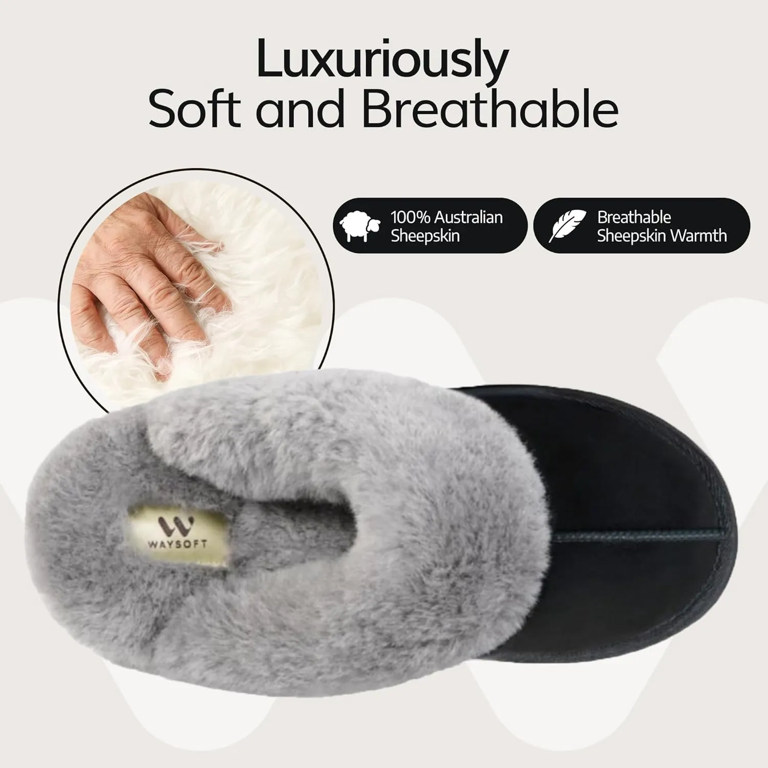 WaySoft Genuine Australian Sheepskin Women Platform Slippers, 100% Shearling Platform Indoor and Outdoor Fluffy Wool Slippers