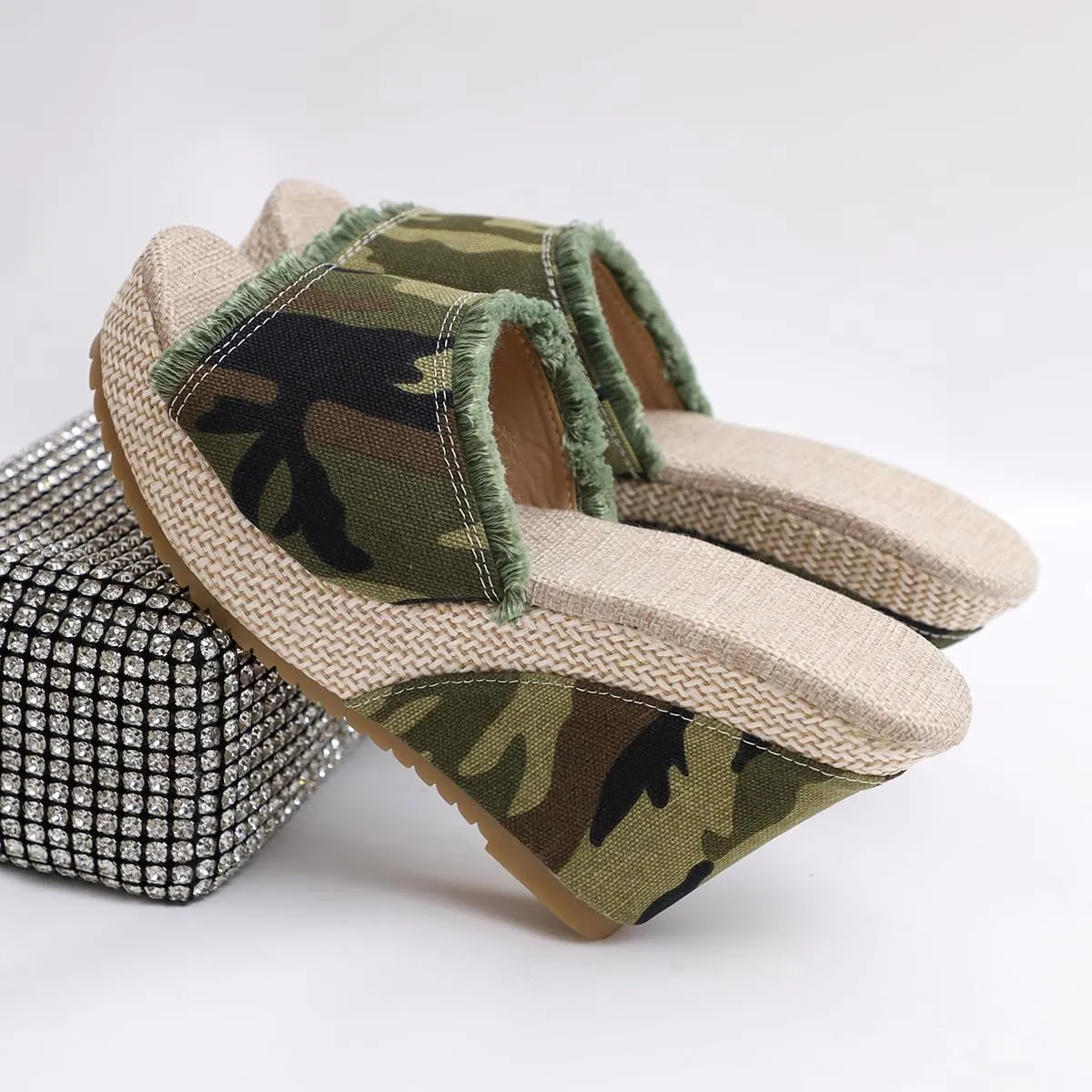 Wedge Shoes for Women - Camouflage Wedges with Platform Heels, Stylish Camouflage Heels for Women