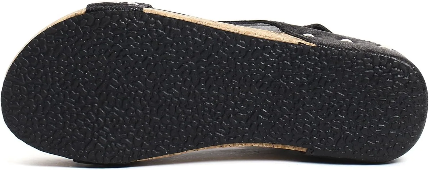 Wedges Heels for Women Dressy, Women's Cork Platform Wedge Sandals Low Heel Open Toe Ankle Strap Comfortable Orthopedic Wedges Ladies Casual Summer Shoes (a-Black, 7.5)