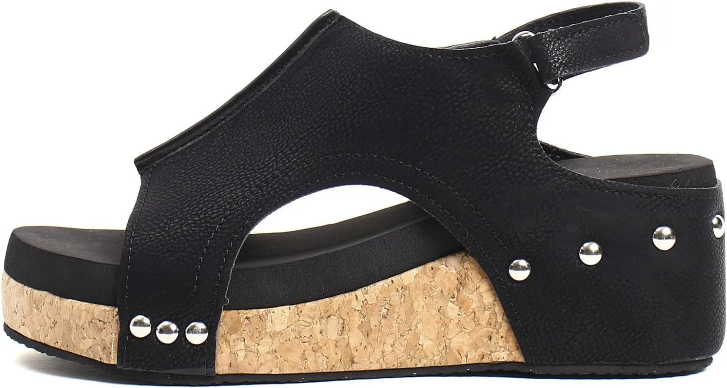 Wedges Heels for Women Dressy, Women's Cork Platform Wedge Sandals Low Heel Open Toe Ankle Strap Comfortable Orthopedic Wedges Ladies Casual Summer Shoes (a-Black, 7.5)