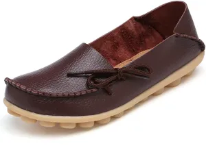 WERWAES Casual Womens Loafers Comfortable Leather Penny Flats Slip on Loafers Breathable Lightweight Driving Classic Moccasins Loafer Shoes for Womens