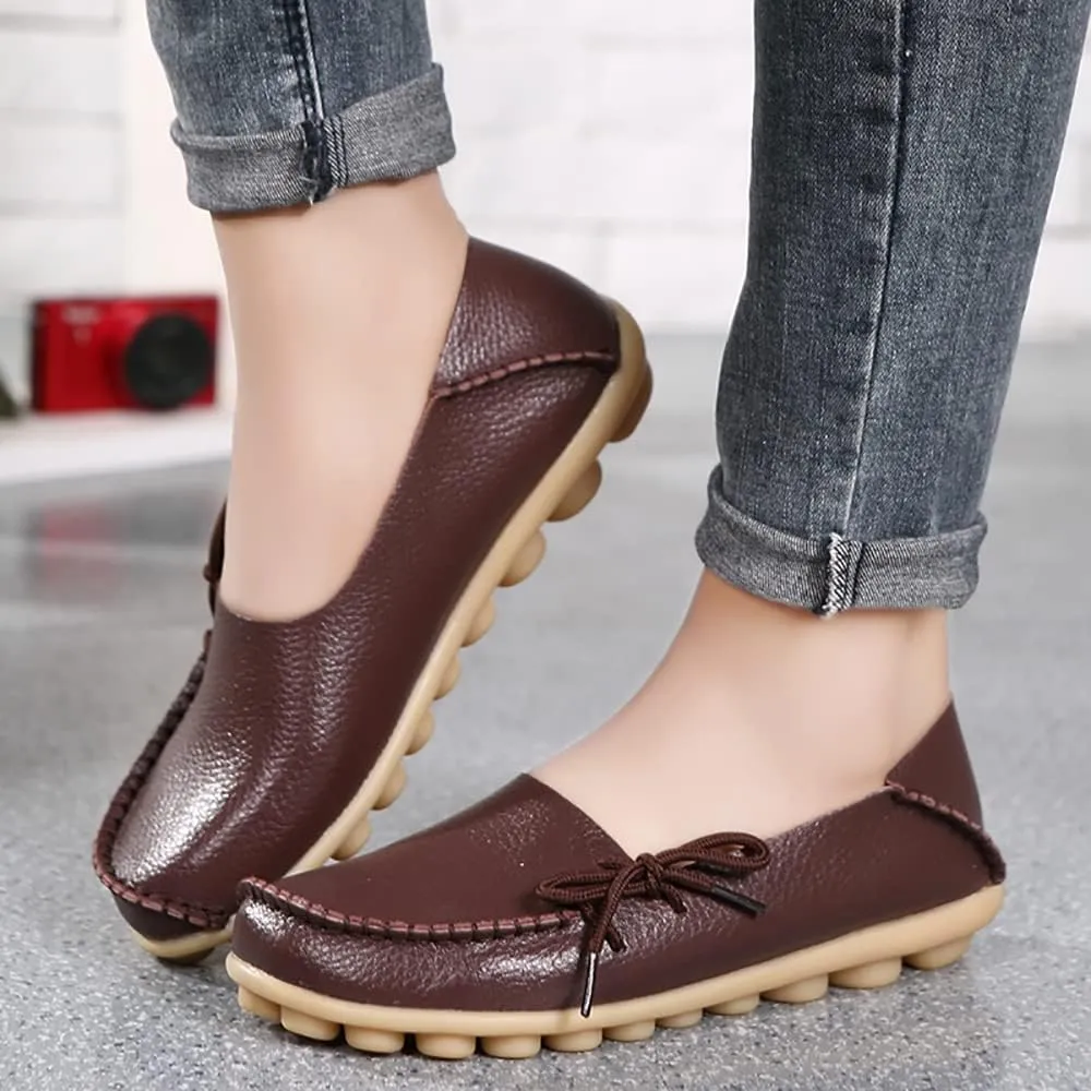 WERWAES Casual Womens Loafers Comfortable Leather Penny Flats Slip on Loafers Breathable Lightweight Driving Classic Moccasins Loafer Shoes for Womens
