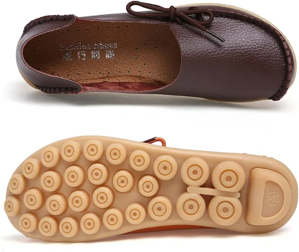 WERWAES Casual Womens Loafers Comfortable Leather Penny Flats Slip on Loafers Breathable Lightweight Driving Classic Moccasins Loafer Shoes for Womens