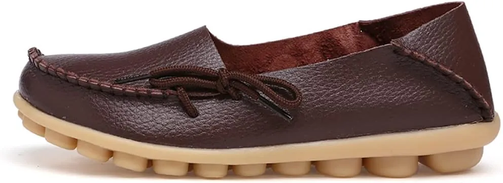 WERWAES Casual Womens Loafers Comfortable Leather Penny Flats Slip on Loafers Breathable Lightweight Driving Classic Moccasins Loafer Shoes for Womens
