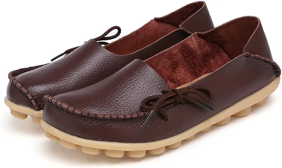 WERWAES Casual Womens Loafers Comfortable Leather Penny Flats Slip on Loafers Breathable Lightweight Driving Classic Moccasins Loafer Shoes for Womens