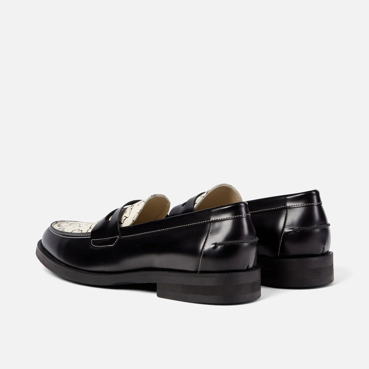 Wilde Black Sketch Floral Penny Loafer - Men's