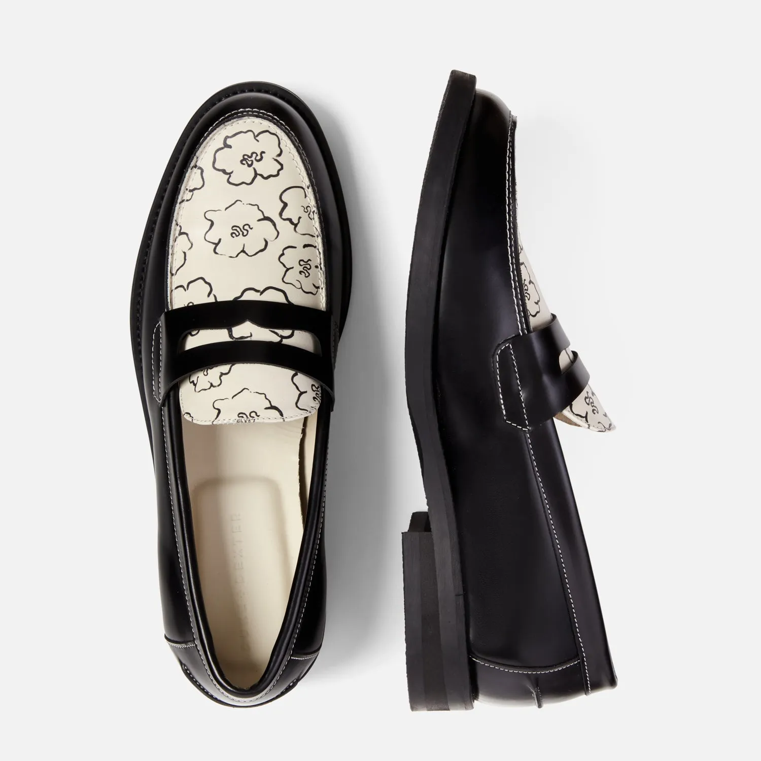 Wilde Black Sketch Floral Penny Loafer - Men's