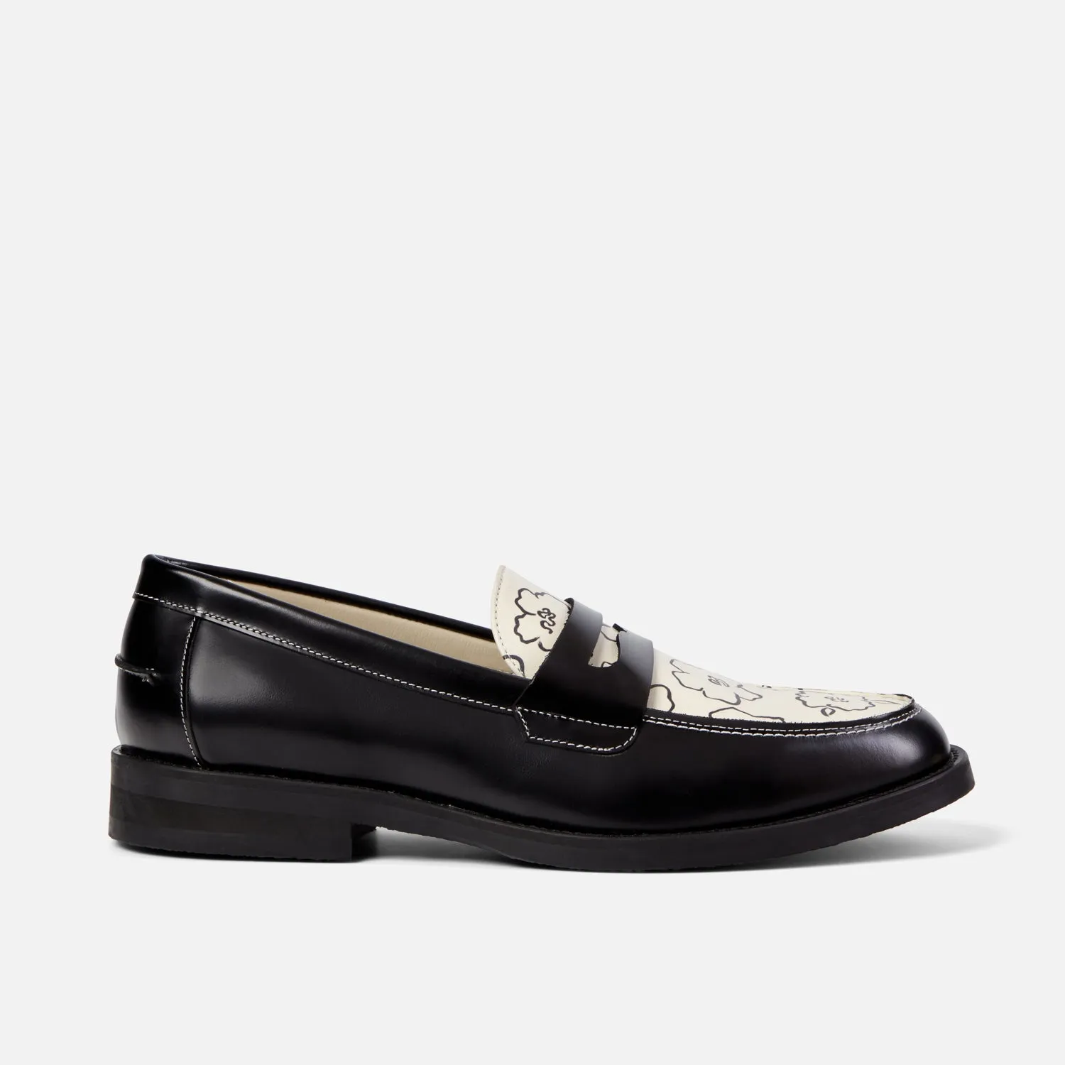 Wilde Black Sketch Floral Penny Loafer - Men's