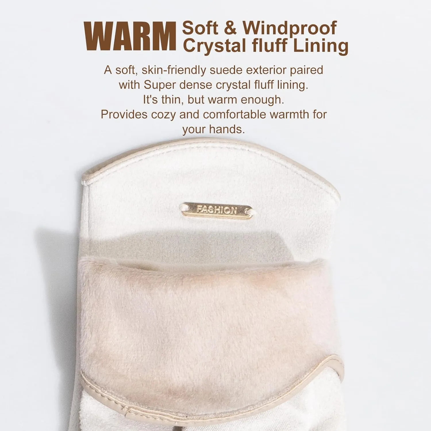 Winter Gloves for Women: Touchscreen Fashion Slim Cut Suede Warm Gloves with Thermal Crystal Velvet Lined for Travel