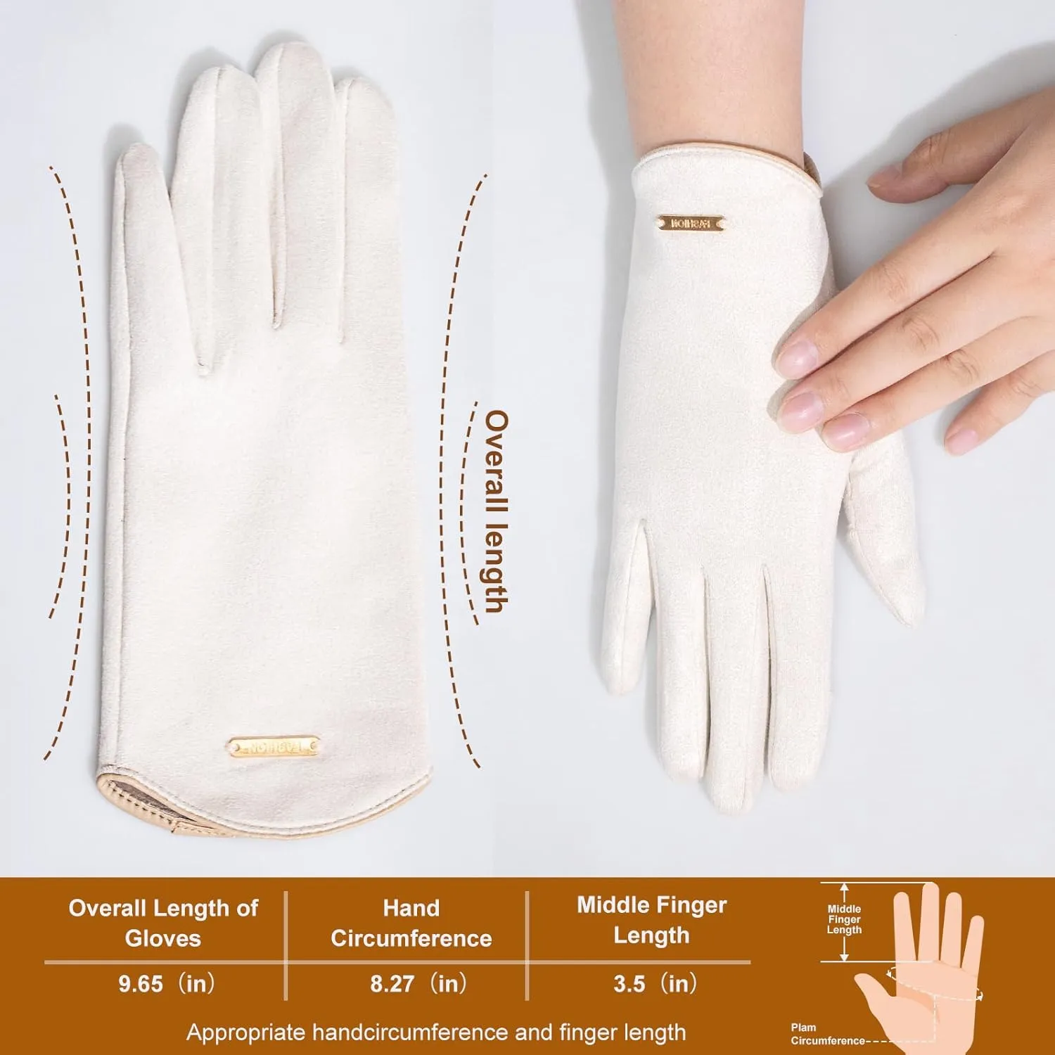 Winter Gloves for Women: Touchscreen Fashion Slim Cut Suede Warm Gloves with Thermal Crystal Velvet Lined for Travel