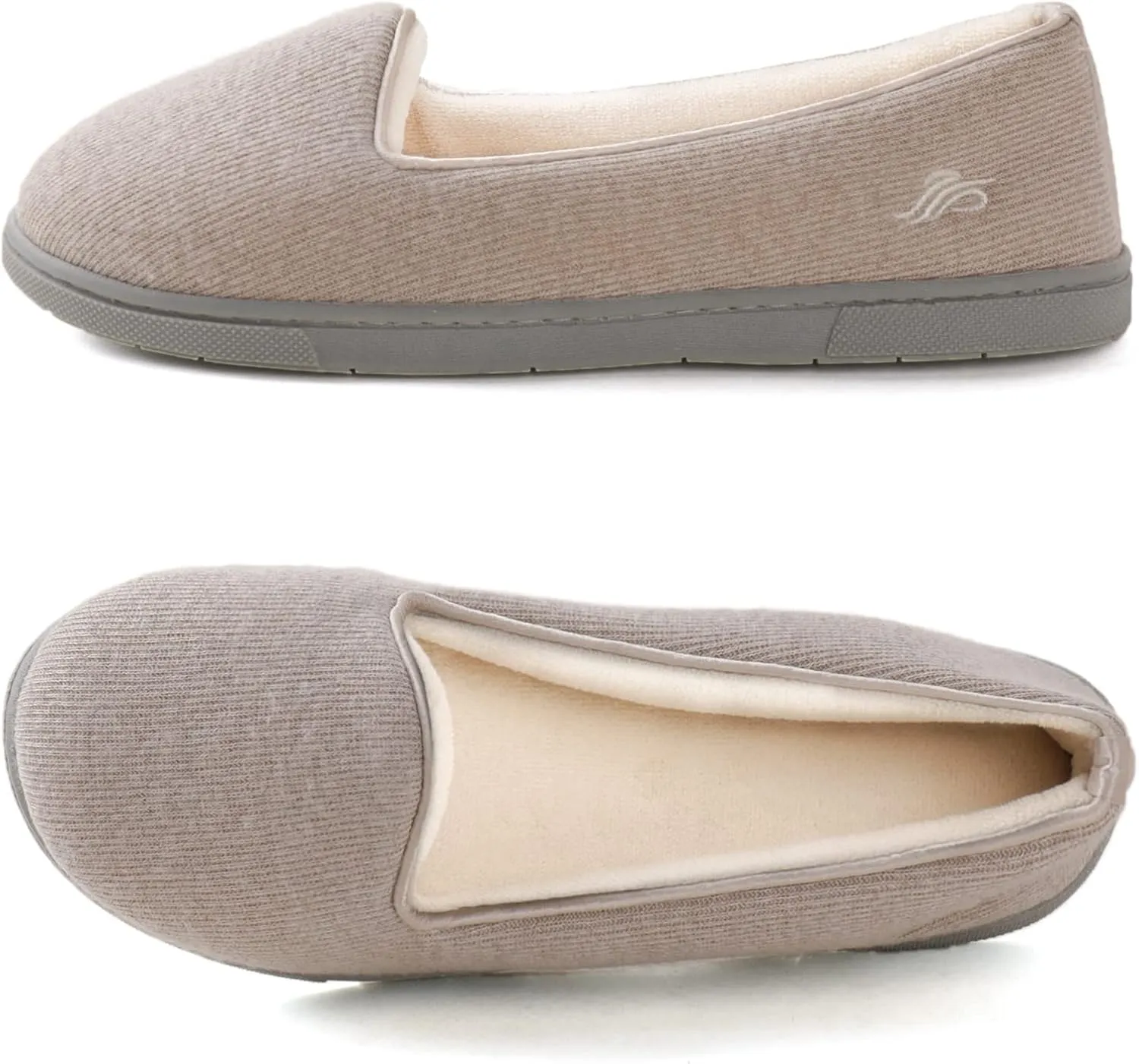 Wishcotton Women's Comfy Memory Foam ballerina House shoes, Women's Lightweight Loafer Slippers with Closed Back Indoor Outdoor