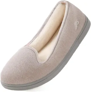 Wishcotton Women's Comfy Memory Foam ballerina House shoes, Women's Lightweight Loafer Slippers with Closed Back Indoor Outdoor