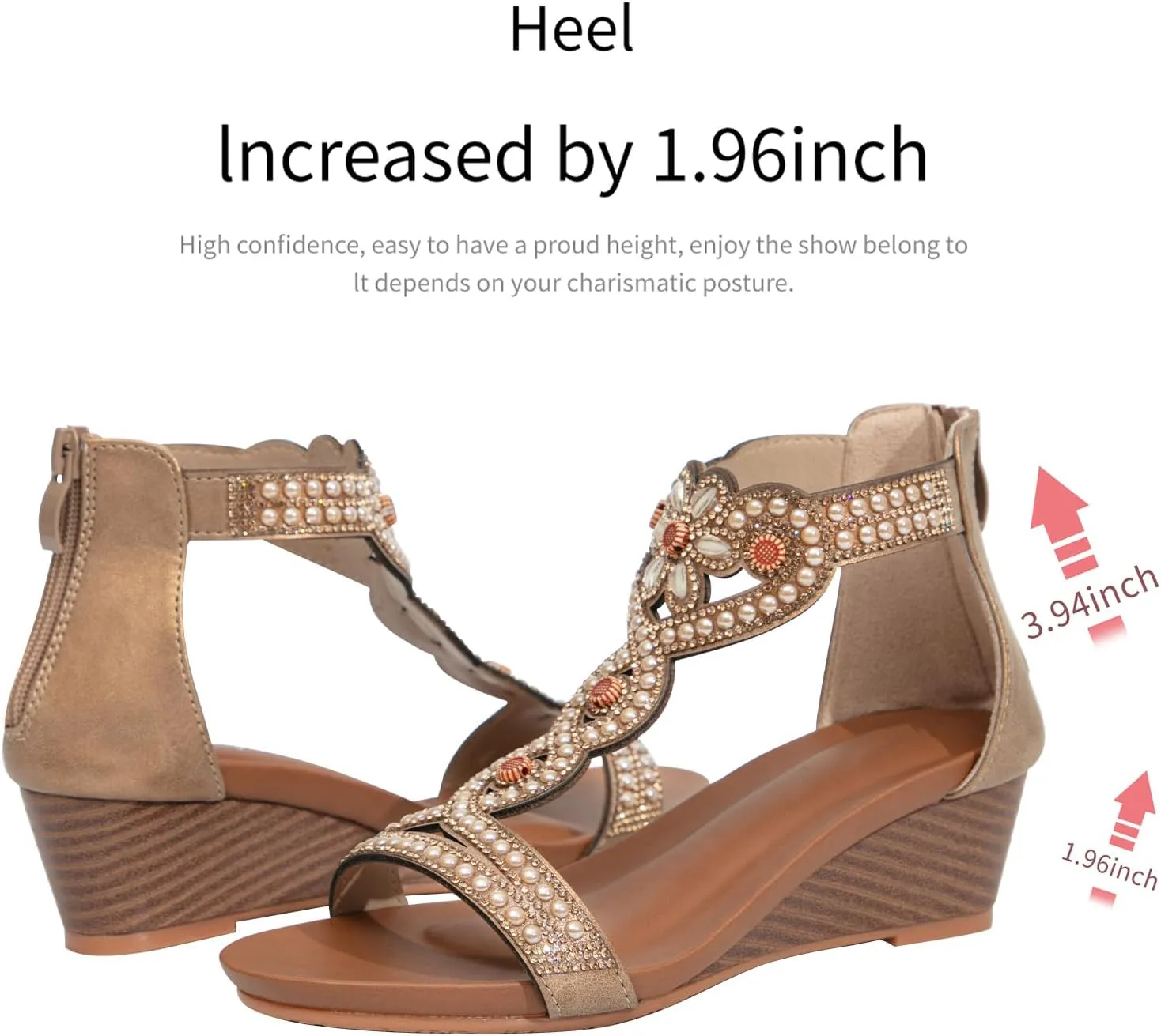 WOJWSKI Women's Slide Wedge Sandal Open Toe High Heel Zipper Back Platform