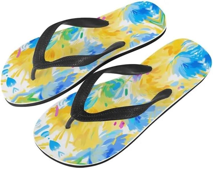 Women Camouflage Flip Flop Sandal, Sunflower Tulip Summer Lightweight Slippers Print Hawaii Holiday Thong Sandals