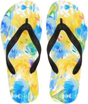 Women Camouflage Flip Flop Sandal, Sunflower Tulip Summer Lightweight Slippers Print Hawaii Holiday Thong Sandals