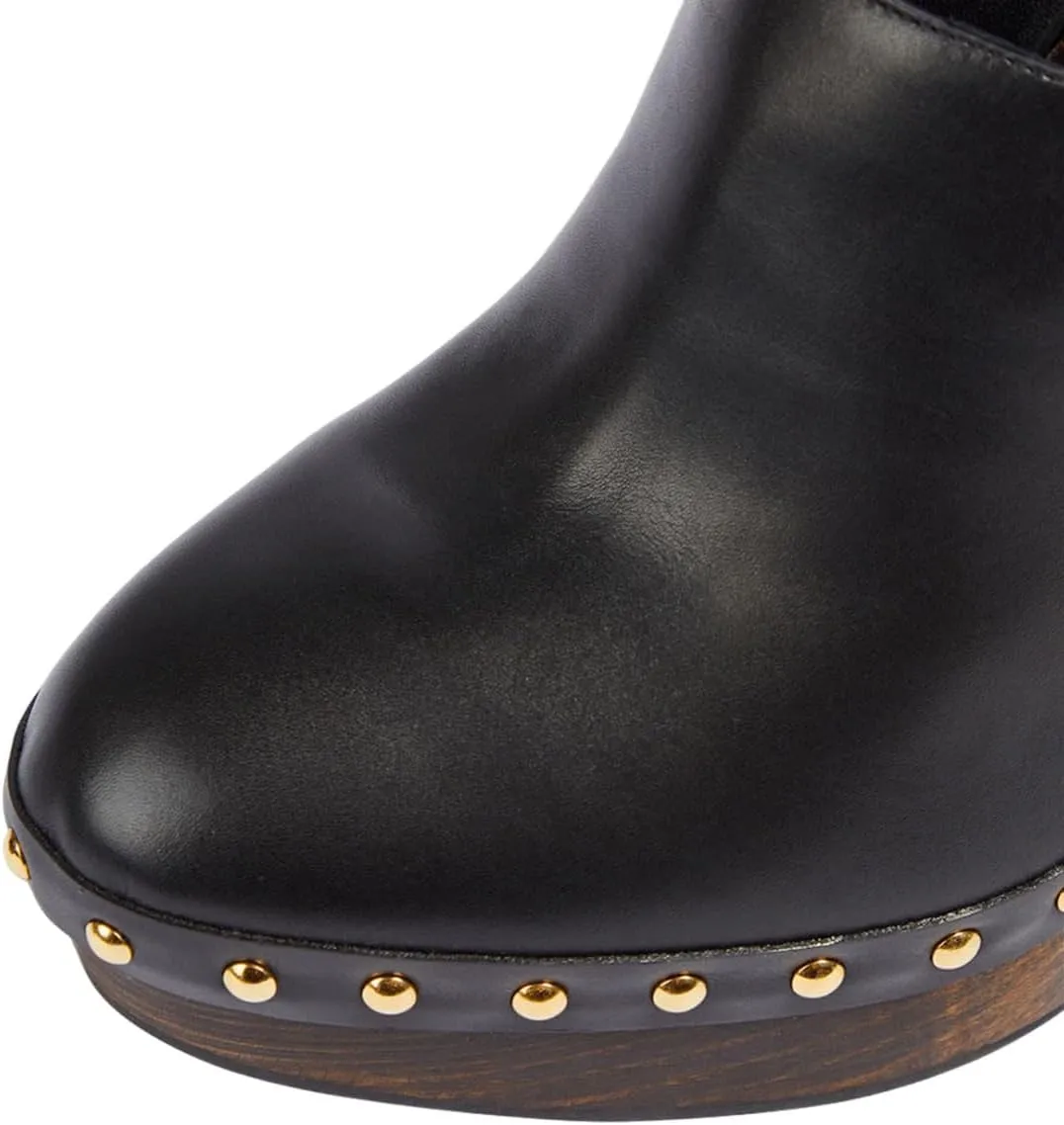 Women Chic Closed Toe Studded Clogs Platform Slingback Buckle Strap Block High Heel Pumps Working Dating Outfit Shoes Size 4-16 US