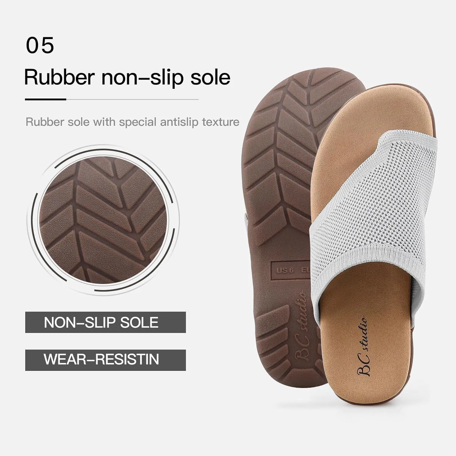 Women Comfort Orthopedic Knit Flip Flop Sandals with Arch Support