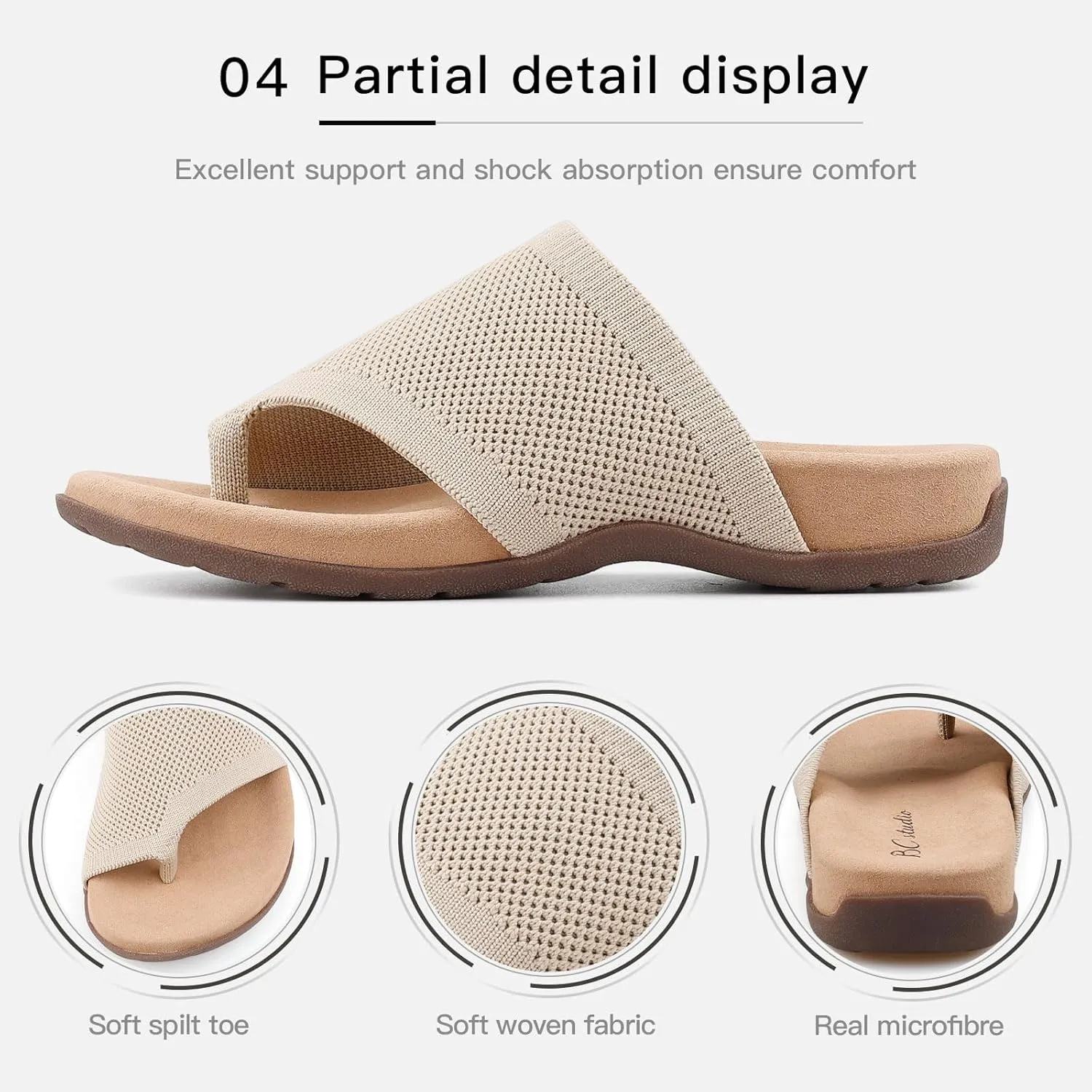 Women Comfort Orthopedic Knit Flip Flop Sandals with Arch Support