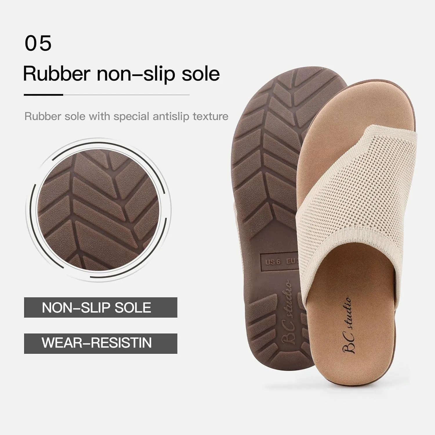 Women Comfort Orthopedic Knit Flip Flop Sandals with Arch Support