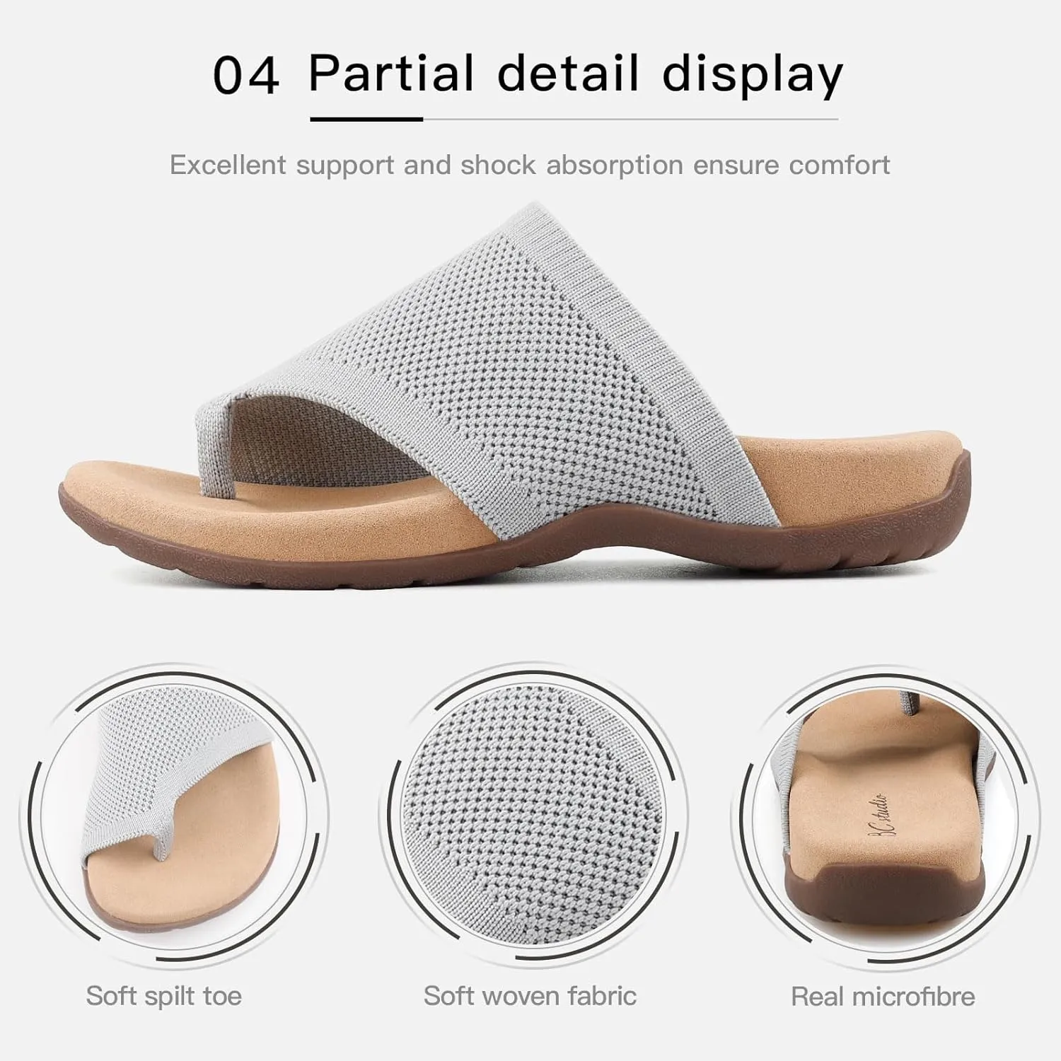 Women Comfort Orthopedic Knit Flip Flop Sandals with Arch Support