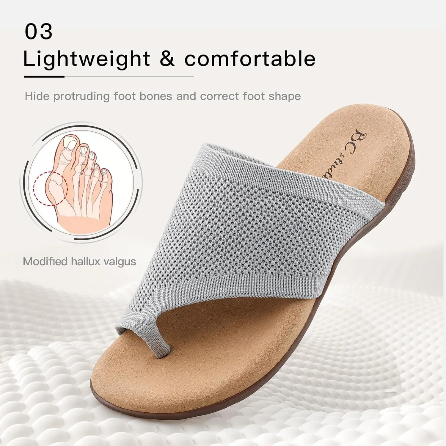 Women Comfort Orthopedic Knit Flip Flop Sandals with Arch Support