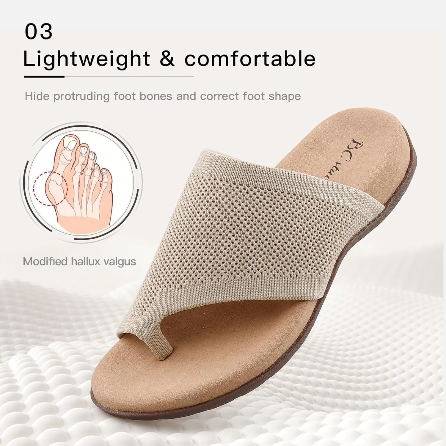 Women Comfort Orthopedic Knit Flip Flop Sandals with Arch Support