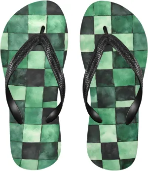 Women Flip Flop Sandals Casual Summer Sandal, Mens Flip Flops for Beach Outdoor-Watercolor Checkered Print XS