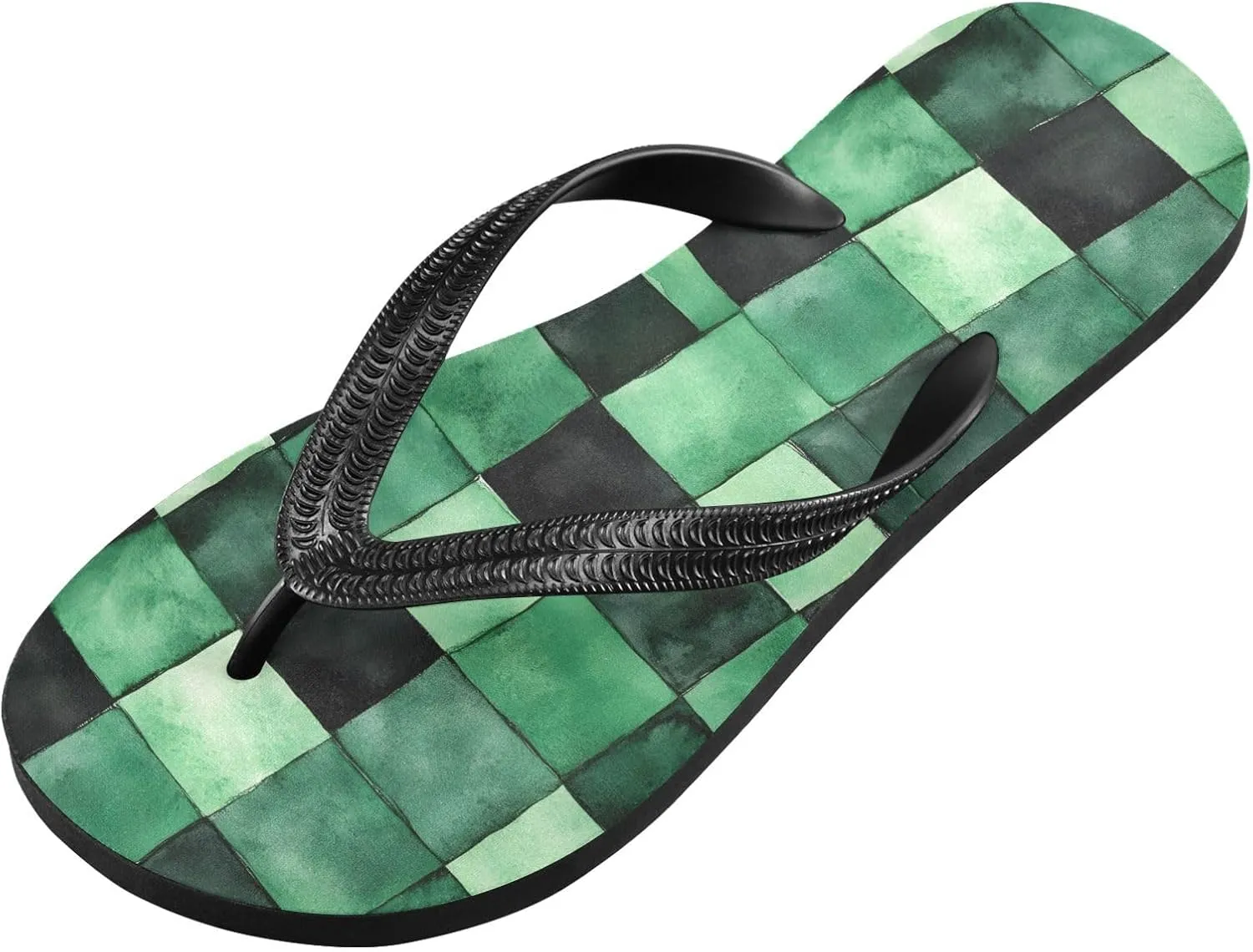 Women Flip Flop Sandals Casual Summer Sandal, Mens Flip Flops for Beach Outdoor-Watercolor Checkered Print XS