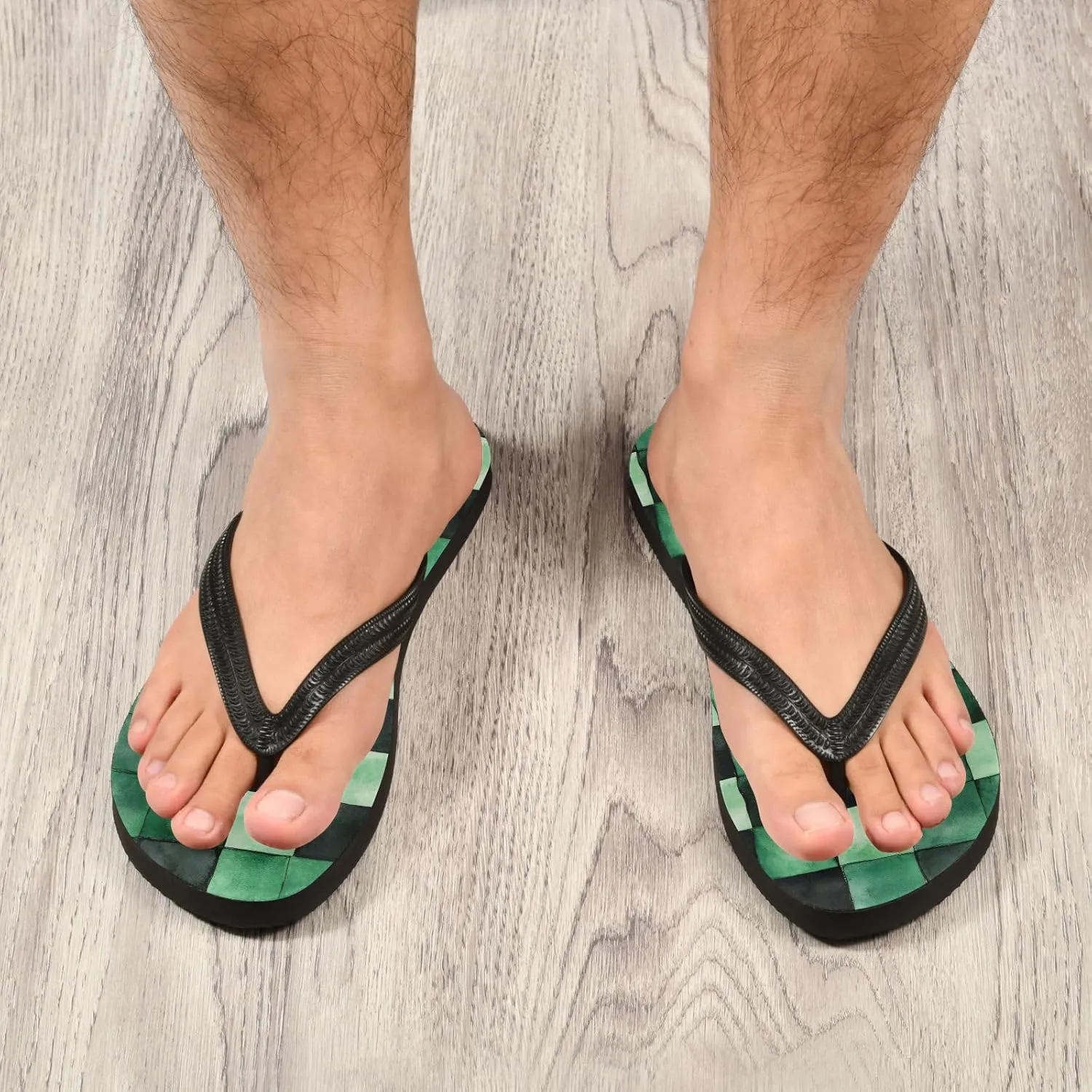 Women Flip Flop Sandals Casual Summer Sandal, Mens Flip Flops for Beach Outdoor-Watercolor Checkered Print XS