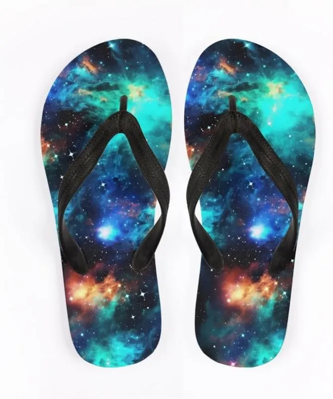Women Galaxy Flip Flop Sandal, Animal Skull Butterfly Hotel Travel Footwear Comfort Slippers Flip Flop Sandals