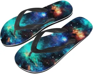 Women Galaxy Flip Flop Sandal, Animal Skull Butterfly Hotel Travel Footwear Comfort Slippers Flip Flop Sandals
