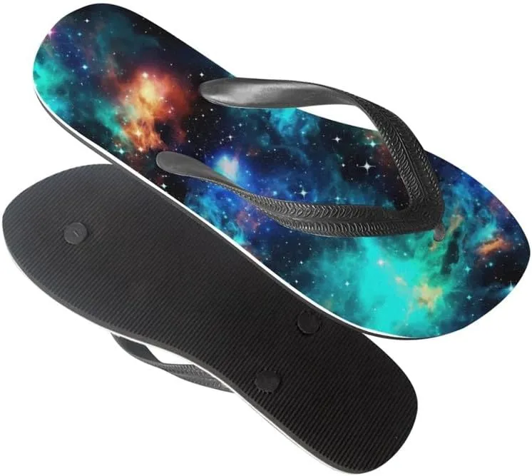Women Galaxy Flip Flop Sandal, Animal Skull Butterfly Hotel Travel Footwear Comfort Slippers Flip Flop Sandals