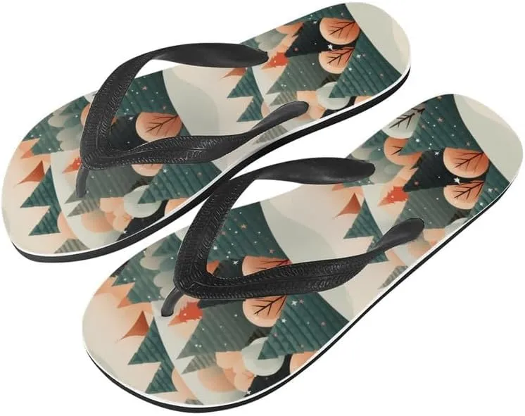 Women Geometry Flip Flop Sandal, Sunset Butterfly Hotel Travel Footwear Lotus Comfort Slippers Flip Flop Sandals